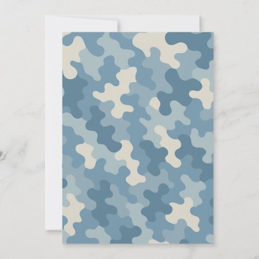 Blue Camouflage Military Geburtstag | Party Einladung (Rückseite)