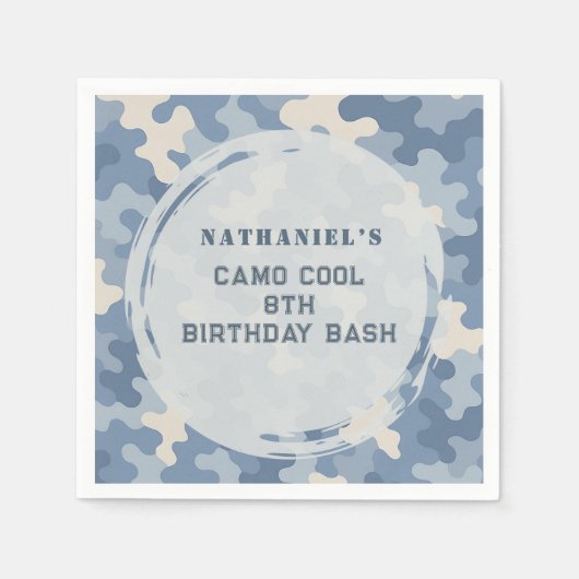 Blue Camouflage Military Geburtstag | Party Serviette (Vorderseite)
