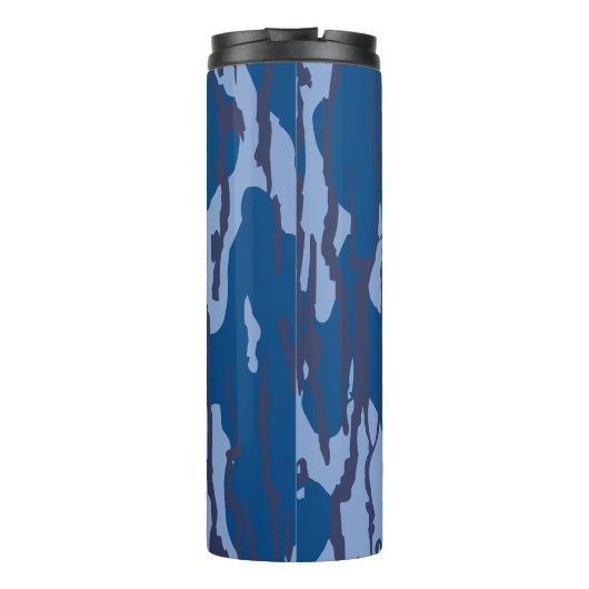 Blue Camouflage Military Pattern Blue Camouflage Thermosbecher (Rückseite)