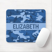 Blue Camouflage Mit Monogramm Mousepad (Mit Mouse)