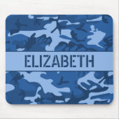 Blue Camouflage Mit Monogramm Mousepad (Vorne)