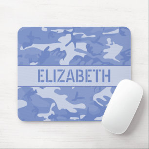 Blue Camouflage Mit Monogramm Mousepad
