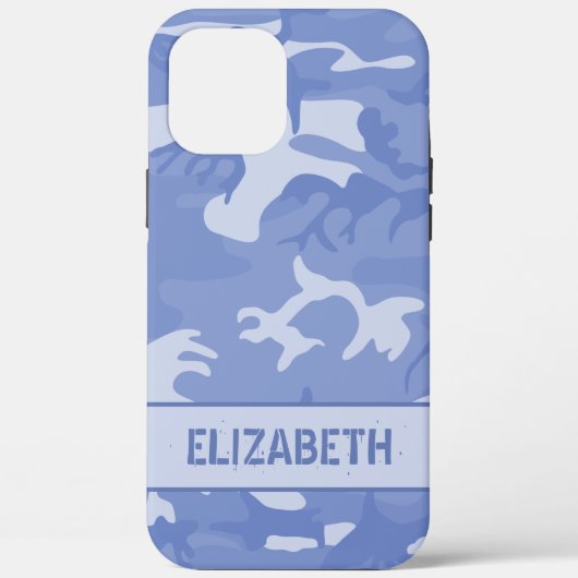 Blue Camouflage Monogram Case-Mate iPhone Hülle (Rückseite)