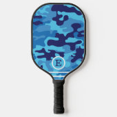 Blue Camouflage Monogram Pickleball Schläger (Vorderseite)