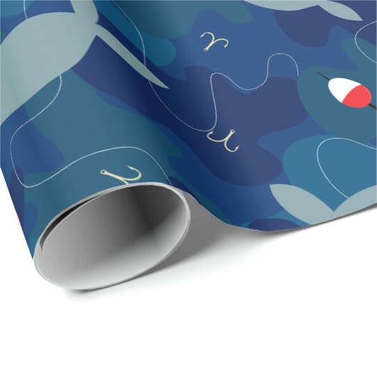 Blue Camouflage Muster Geschenkpapier (Rolleneckpunkt)