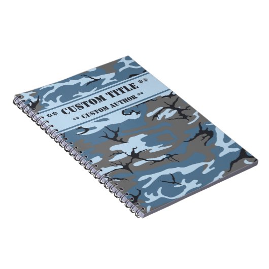 Blue Camouflage Notebook mit Titel/Autor-Block Notizblock (Rechte Seite)