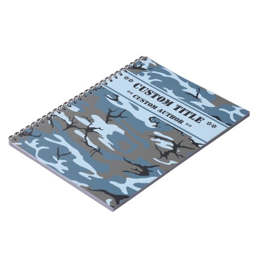 Blue Camouflage Notebook mit Titel/Autor-Block Notizblock (Linke Seite)