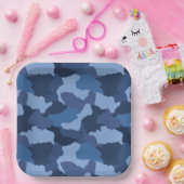 Blue Camouflage Pappteller (Party)