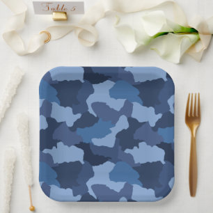 Blue Camouflage Pappteller