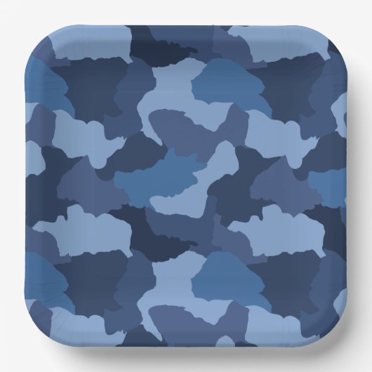 Blue Camouflage Pappteller (Vorderseite)