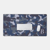 Blue Camouflage Personalisiert Monogram Navy Camou Schreibtischunterlage (Tastatur & Maus)
