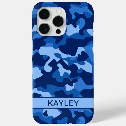 Blue Camouflage Personalized Case-Mate iPhone Case (Rückseite)