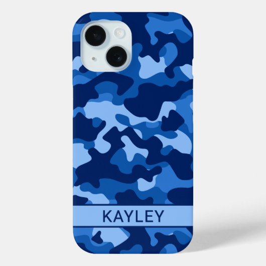 Blue Camouflage Personalized Case-Mate iPhone Hülle (Rückseite)