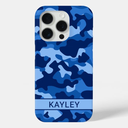 Blue Camouflage Personalized Case-Mate iPhone Hülle (Rückseite)