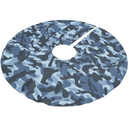 Blue Camouflage Polyester Weihnachtsbaumdecke (Schrägansicht)