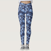 Blue Camouflage Print Women's Leggings (Vorderseite)