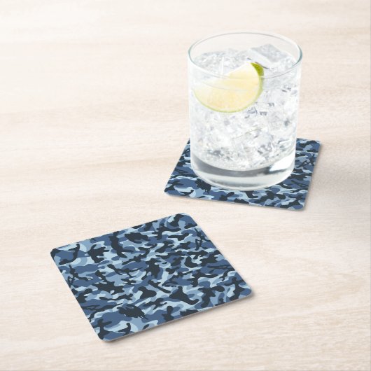 Blue Camouflage Rechteckiger Pappuntersetzer (Vor Ort)