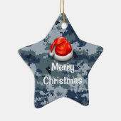 Blue Camouflage Star Frohe Weihnachtsfeier Keramik Ornament (Rechts)