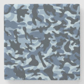 Blue Camouflage Steinuntersetzer (Vorderseite)