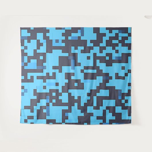 Blue Camouflage Tapestry Wandteppich (Vorderseite (Horizontal))