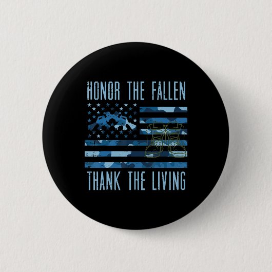 Blue Camouflage US Flag Ehre der gefallenen Dankba Button (Vorderseite)