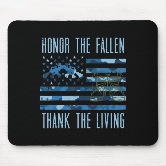 Blue Camouflage US Flag Ehre der gefallenen Dankba Mousepad (Vorne)
