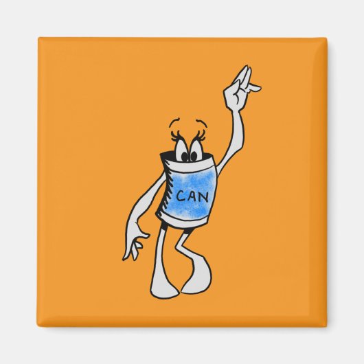 Blue Can Creature Square Magnet (Vorne)