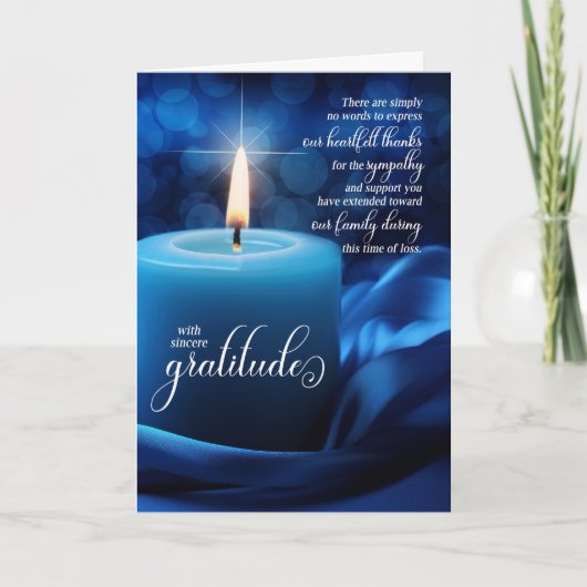 Blue Candle Beileid Condolences Dankeskarte (Vorderseite)