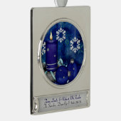 Blue Candle Christmas Banner-Ornament Silber (Rechts)