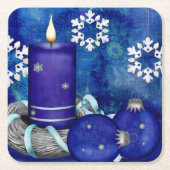 Blue Candle Christmas Rechteckiger Pappuntersetzer (Vorderseite)