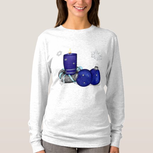 Blue Candle Christmas T-Shirt (Vorderseite)