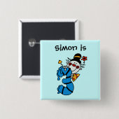 Blue Candle Clown 3. Geburtstagskarte Button (Vorne & Hinten)