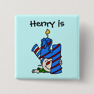 Blue Candle Clown 4. Geburtstagskarte Button