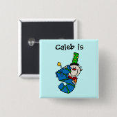 Blue Candle Clown 5. Geburtstagskarte Button (Vorne & Hinten)