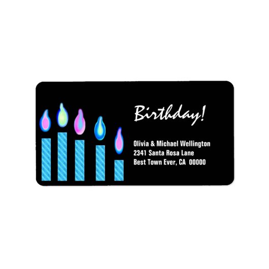 Blue Candles Birthday Adressaufkleber (Vorne)