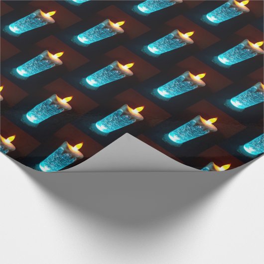 Blue Candles Candlelight Diwali Weihnachten Geschenkpapier (Ecke)
