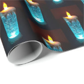 Blue Candles Candlelight Diwali Weihnachten Geschenkpapier (Rolleneckpunkt)