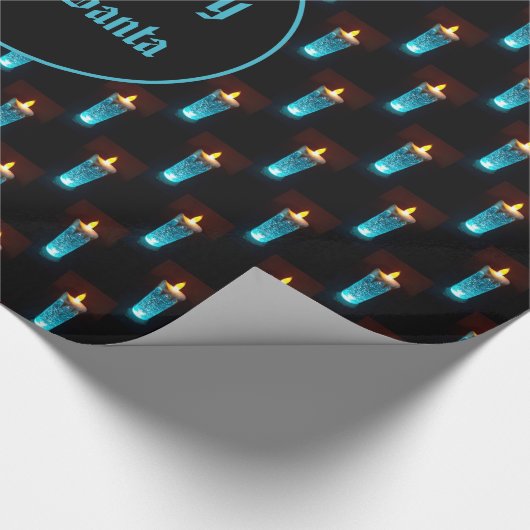 Blue Candles Candlelight Patternleuchten Geschenkpapier (Ecke)
