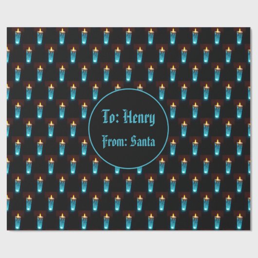 Blue Candles Candlelight Patternleuchten Geschenkpapier (Flach)