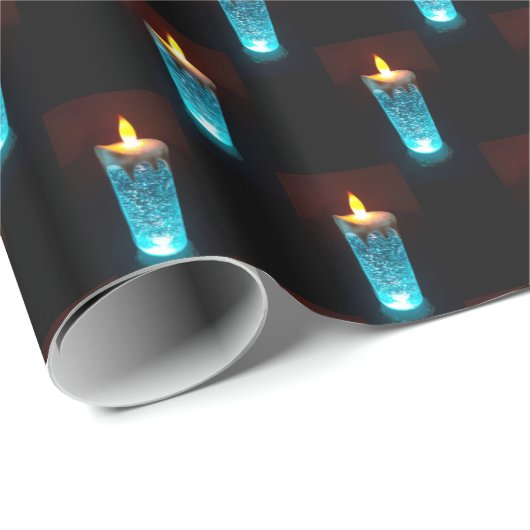 Blue Candles Candlelight Patternleuchten Geschenkpapier (Rolleneckpunkt)