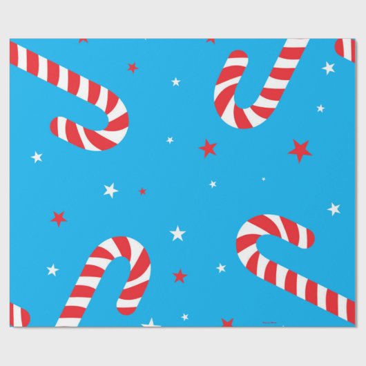Blue & Candy Cane Print Geschenkpapier (Flach)