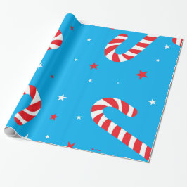 Blue & Candy Cane Print Geschenkpapier
