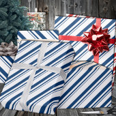 Blue Candy Cane Stripe Holiday Geschenkpapier