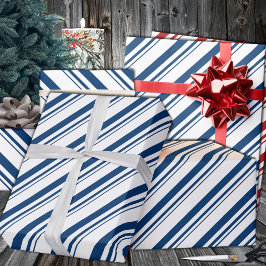 Blue Candy Cane Stripe Holiday Geschenkpapier