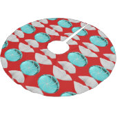 Blue Candy on Red Tree Skirt Polyester Weihnachtsbaumdecke (Schrägansicht)
