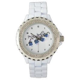 Blue Canterbury Bells Womens Kristall Watch Armbanduhr