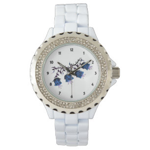 Blue Canterbury Bells Womens Kristall Watch Armbanduhr
