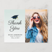 Blue Cap Abschluss danke Postcard Postkarte (Vorderseite)