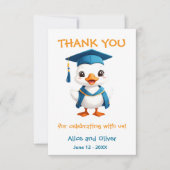 Blue Cap Goose Graduation Party Dankeskarte (Vorderseite)