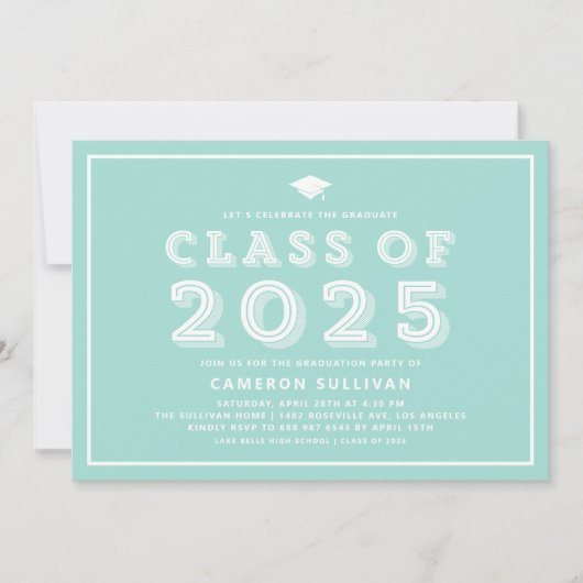 Blue Cap-Klasse 2024 Retro-Abschluss Einladung (Vorderseite)